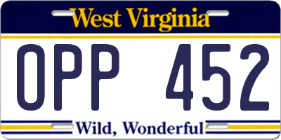 WV license plate OPP452