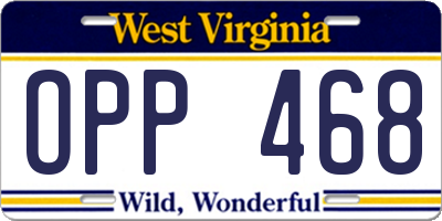 WV license plate OPP468