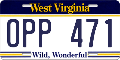 WV license plate OPP471