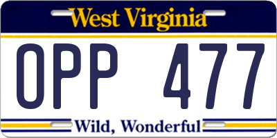 WV license plate OPP477