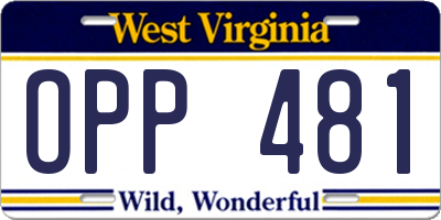 WV license plate OPP481