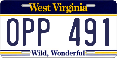 WV license plate OPP491