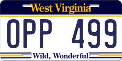 WV license plate OPP499