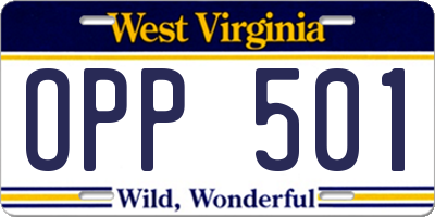 WV license plate OPP501