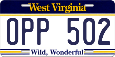 WV license plate OPP502