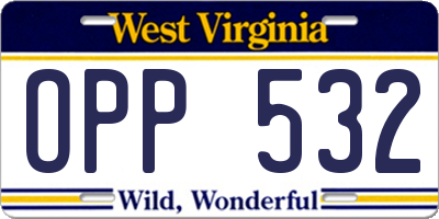 WV license plate OPP532