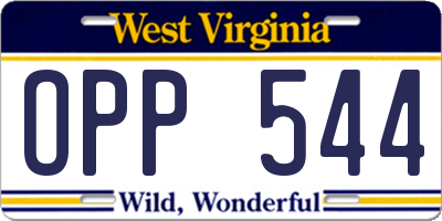 WV license plate OPP544