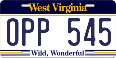 WV license plate OPP545