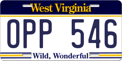 WV license plate OPP546