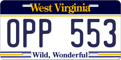 WV license plate OPP553