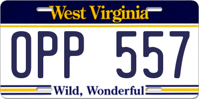 WV license plate OPP557