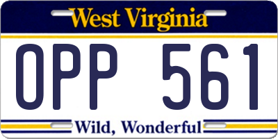 WV license plate OPP561