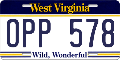 WV license plate OPP578