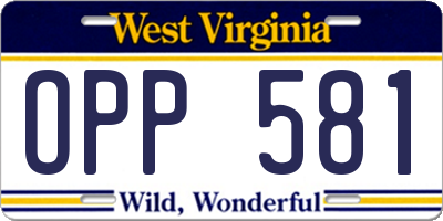 WV license plate OPP581