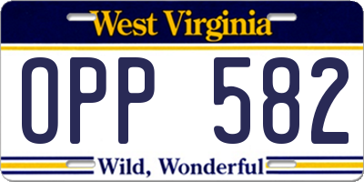 WV license plate OPP582