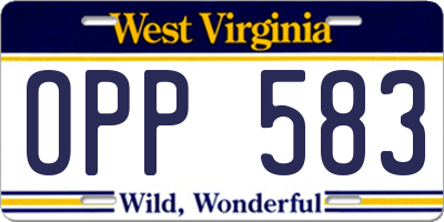 WV license plate OPP583