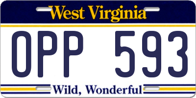 WV license plate OPP593