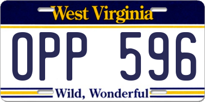WV license plate OPP596