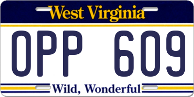 WV license plate OPP609