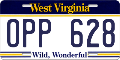 WV license plate OPP628
