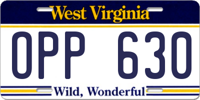 WV license plate OPP630