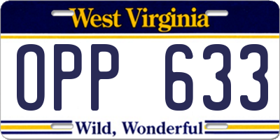 WV license plate OPP633