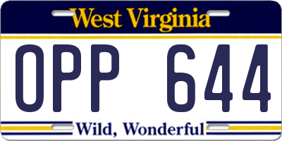 WV license plate OPP644