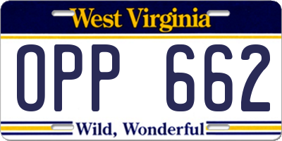 WV license plate OPP662