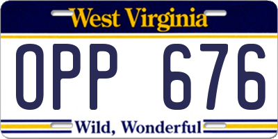 WV license plate OPP676