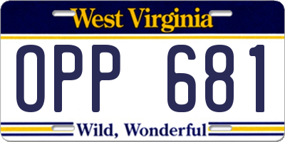 WV license plate OPP681