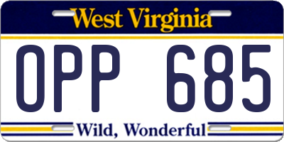 WV license plate OPP685