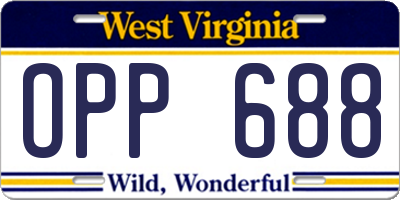 WV license plate OPP688