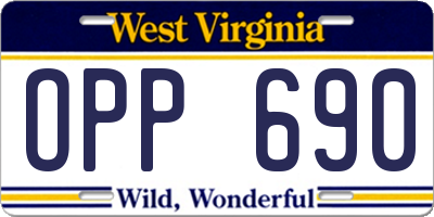 WV license plate OPP690