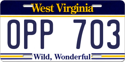 WV license plate OPP703