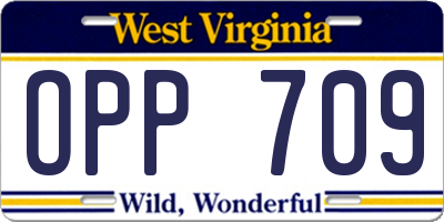 WV license plate OPP709