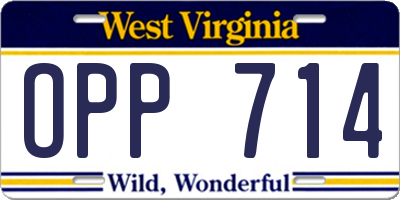 WV license plate OPP714