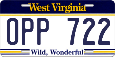 WV license plate OPP722