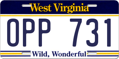 WV license plate OPP731