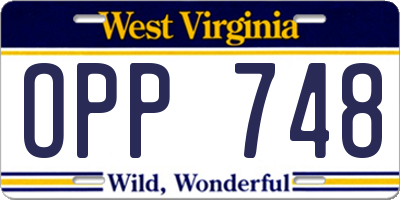 WV license plate OPP748