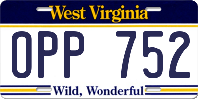 WV license plate OPP752