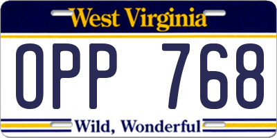 WV license plate OPP768