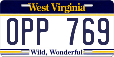 WV license plate OPP769