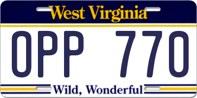 WV license plate OPP770