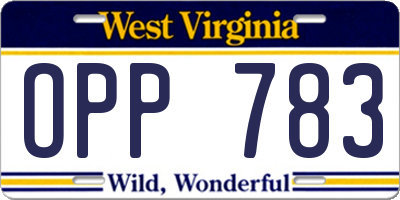 WV license plate OPP783