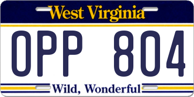 WV license plate OPP804