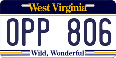 WV license plate OPP806