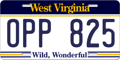 WV license plate OPP825