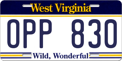 WV license plate OPP830