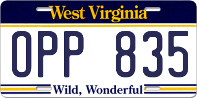 WV license plate OPP835