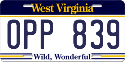 WV license plate OPP839